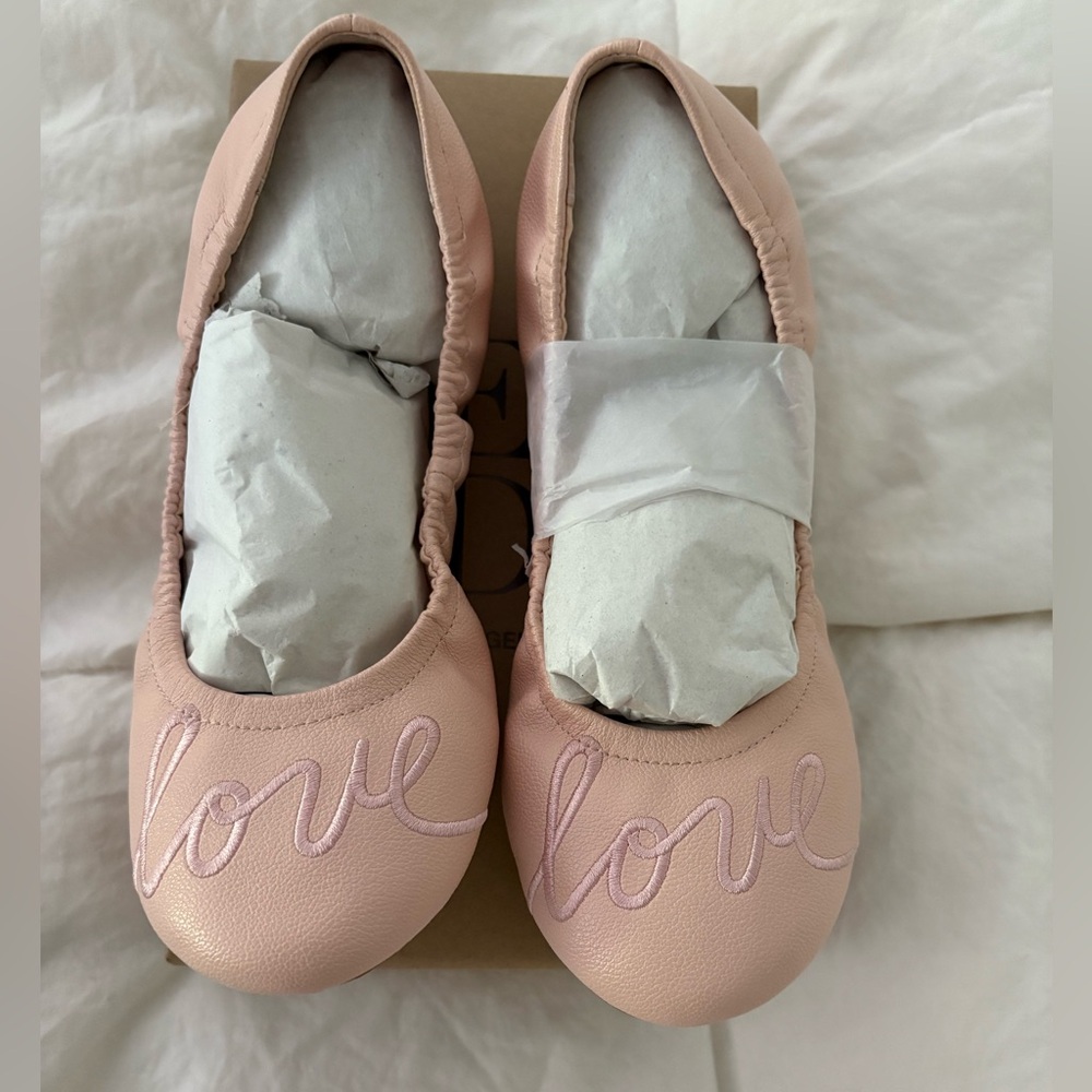 Ellen Degeneres Pink Ballet Flats with Embroidery